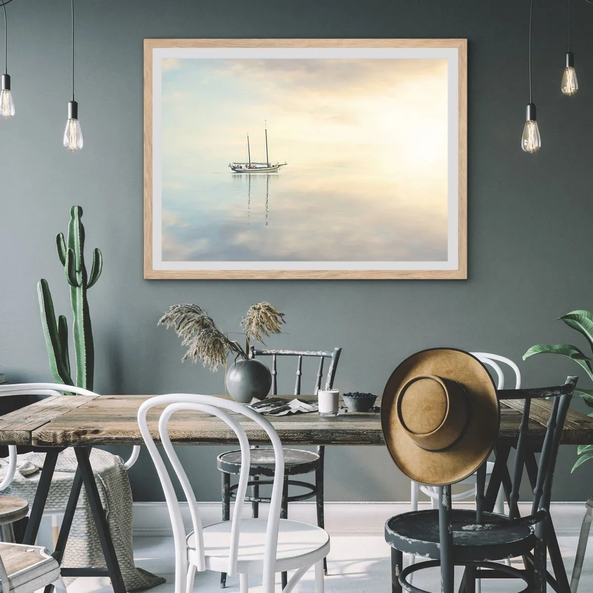 Een poster in een licht eiken lijst - In een zee van stilte - 91x61 cm