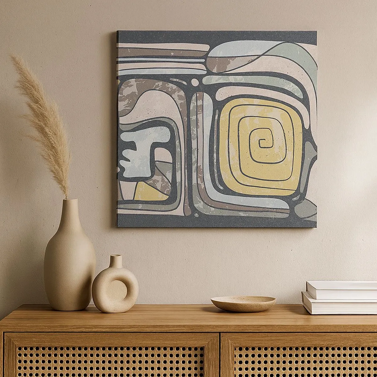 Schilderen op canvas - Abstractie in de precolumbiaanse geest - 30x30 cm