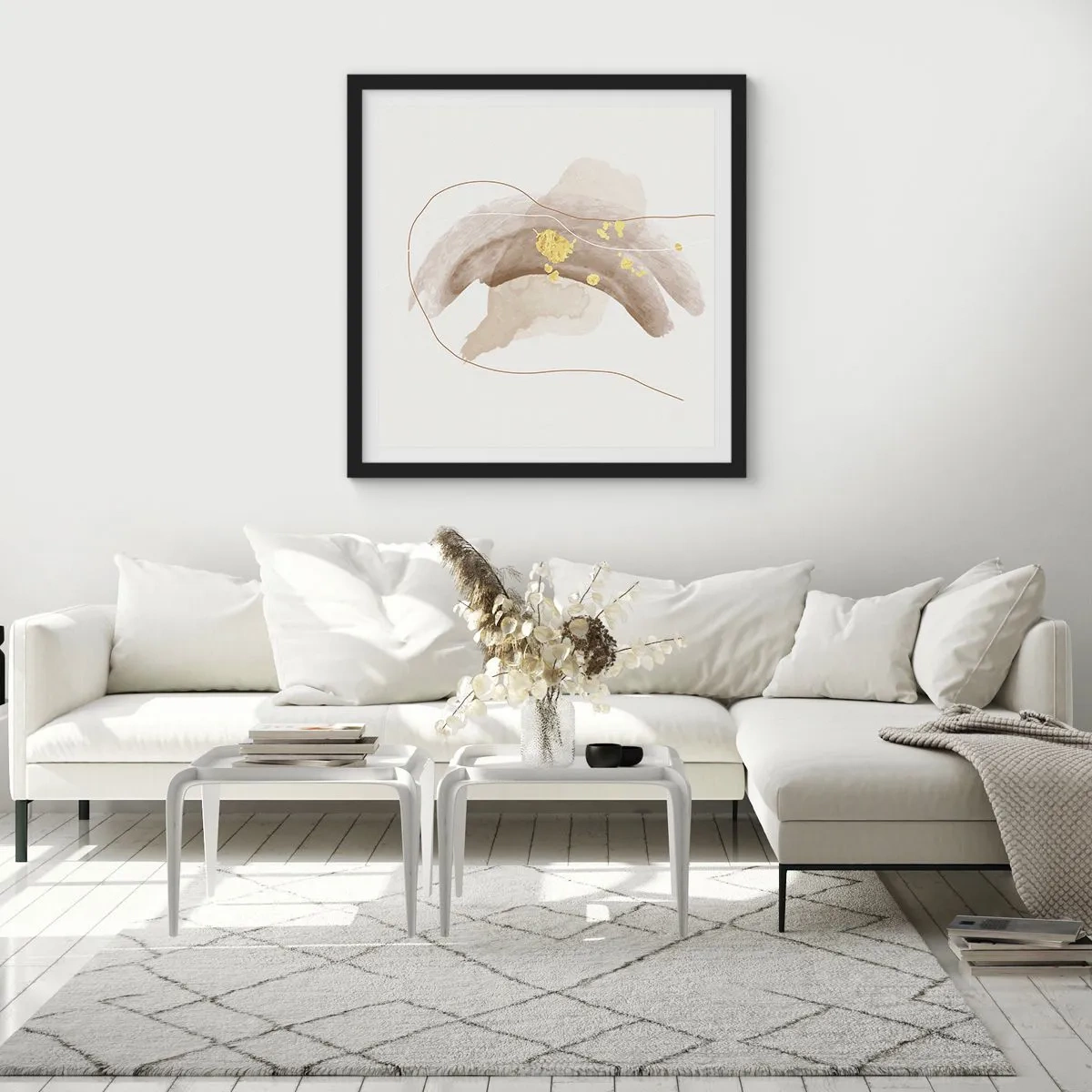 Poster in een zwarte lijst - Ontmoet in de ruimte - 30x30 cm