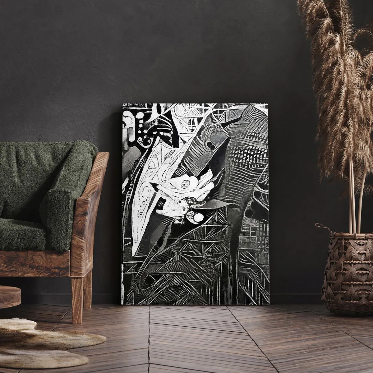Schilderen op canvas - Alleen een ogenschijnlijk grijze man - 50x70 cm