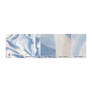 Fotobehang Monster Premium Sand - Blauwe golven - Pastel, Minimalisme, Deel - 100x30 cm