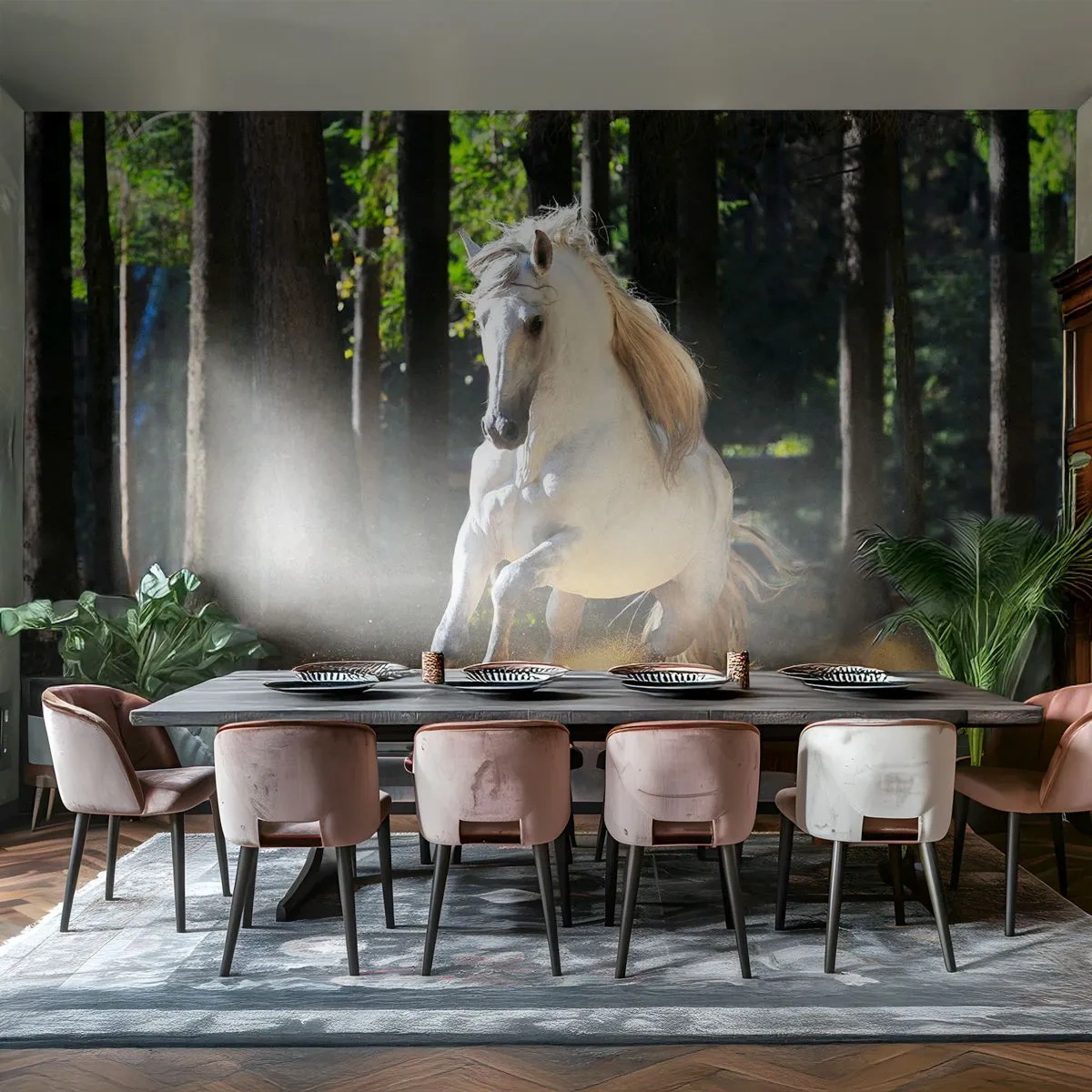Fotobehang Premium Sand - Zoals uit een fantasieroman - Dieren, Paard, Landschap - 300x210 cm