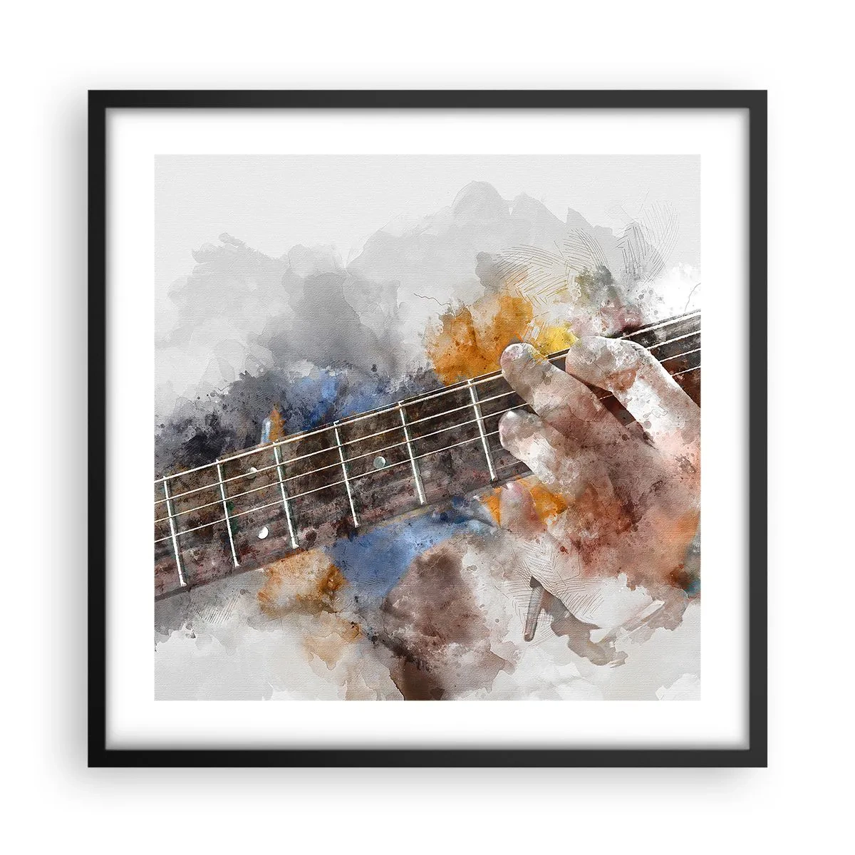 Poster in een zwarte lijst - Poëzie tussen de snaren - 50x50 cm