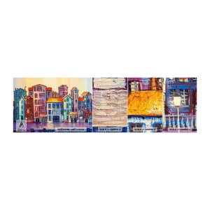 Fotobehang Monster Zelfklevend Deluxe Sticker - Een stad als uit een sprookje - Deel, Huurkazernes, Stad - 100x30 cm