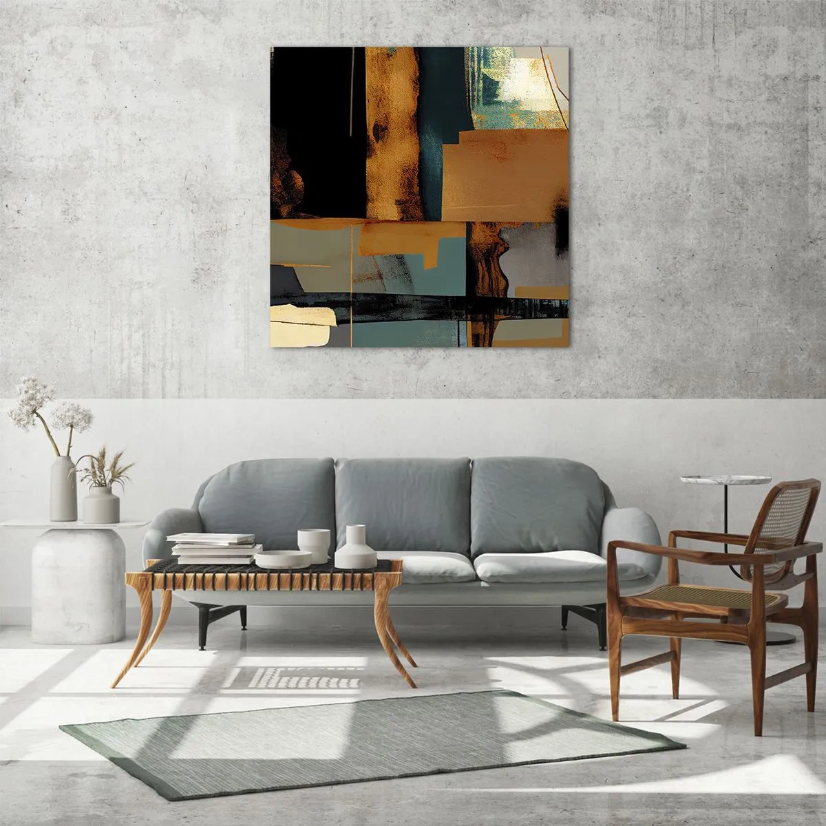 Schilderen op glas - Abstractie – licht en schaduw - 40x40 cm