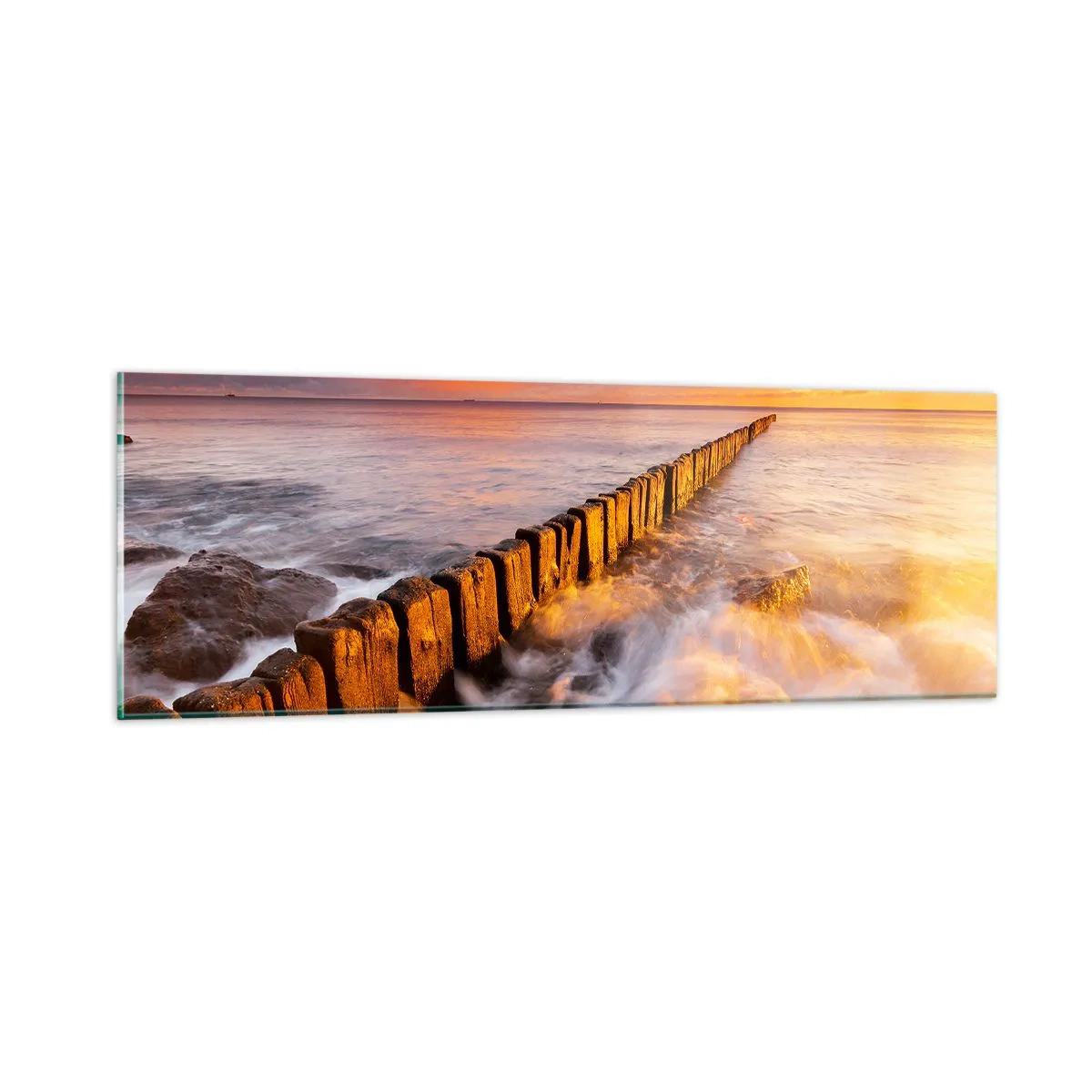 Schilderen op glas - De zachtheid van de golven - 90x30 cm