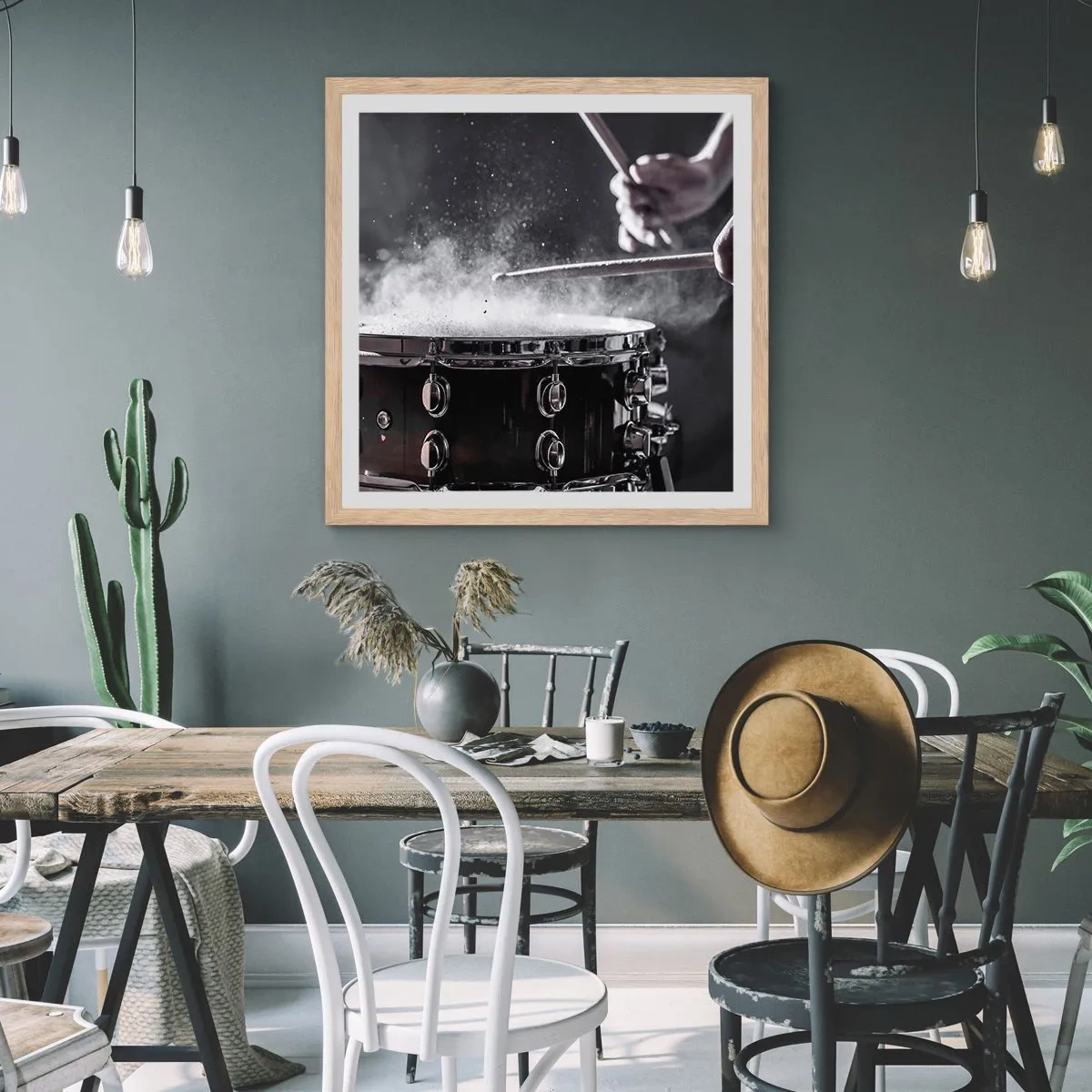 Een poster in een licht eiken lijst - De pols van de muziek - 40x40 cm