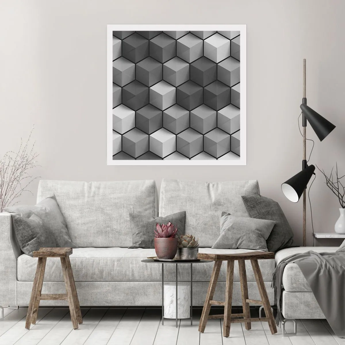 Poster - Kubistische puzzel - 60x60 cm