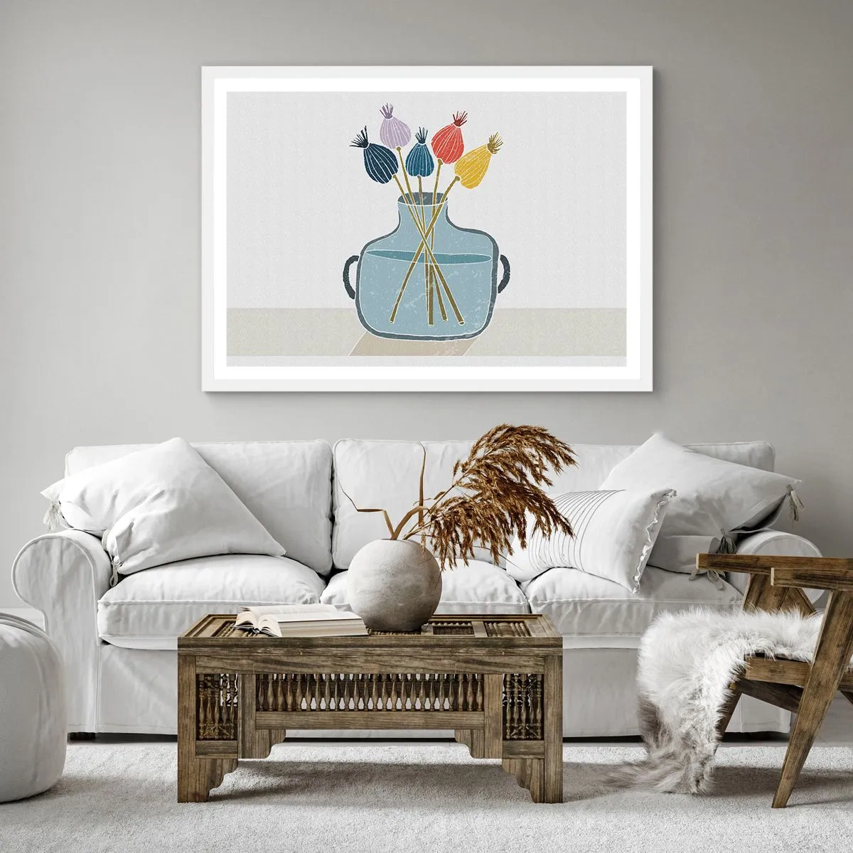 Poster in een witte lijst - Alsof hij met maanzaad heeft gezaaid - 50x50 cm