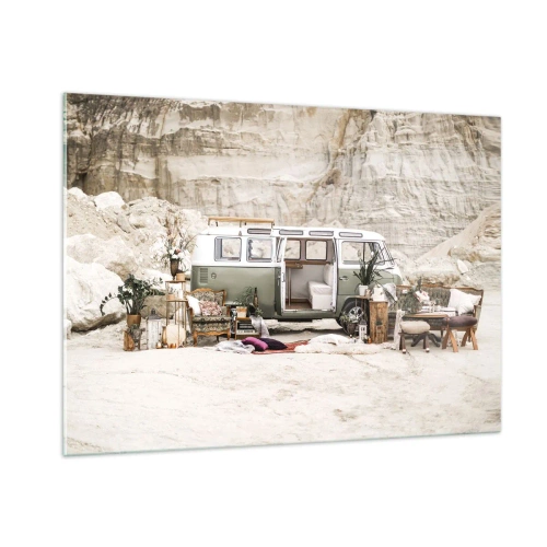 Schilderen op glas - Er is de tijd om aan de reis te beginnen - 100x70 cm