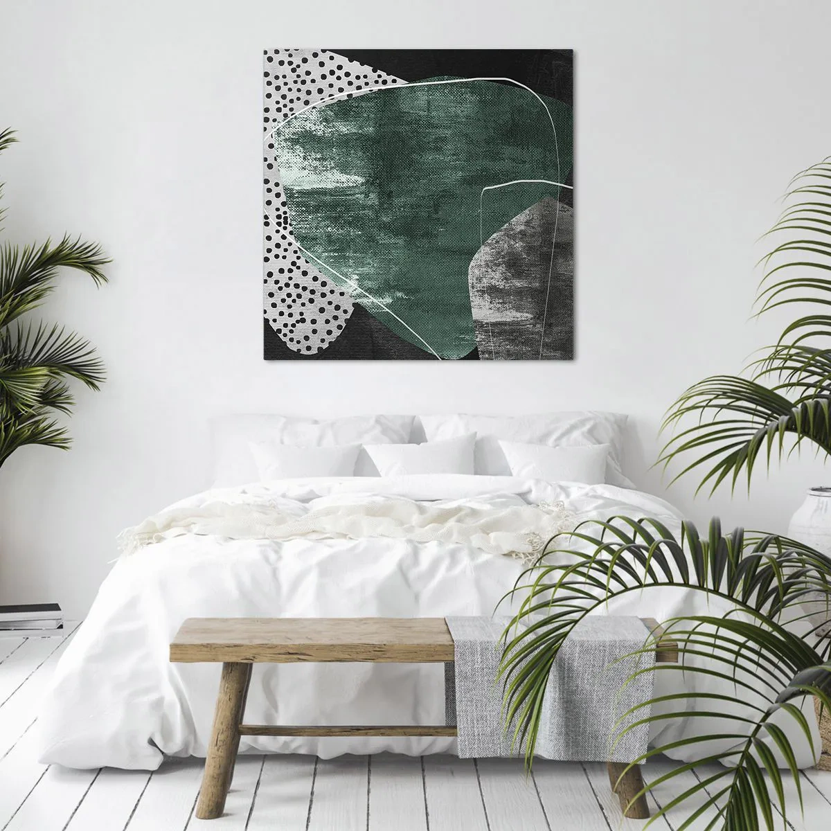 Schilderen op canvas - Kleurrijke abstractie met bladgoud - 40x40 cm