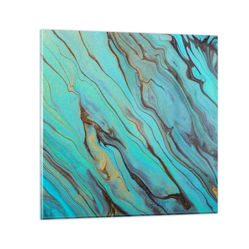 Schilderen op glas - Turquoise vloed - 40x40 cm