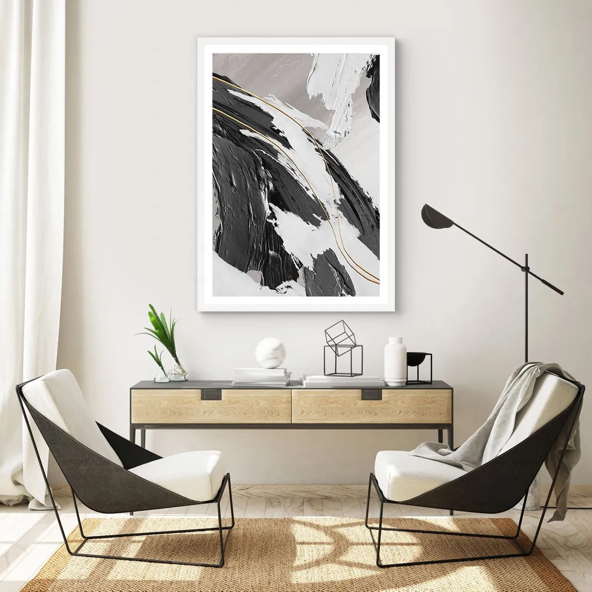 Poster in een witte lijst - Abstractie op grote schaal - 40x50 cm