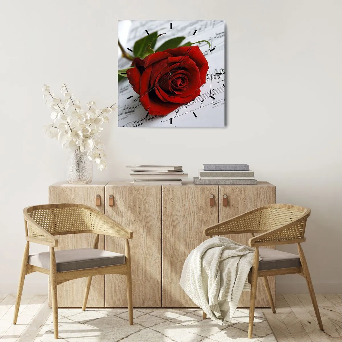 Wandklok - Klok - Muziek van gevoelens in scharlaken - 40x40 cm