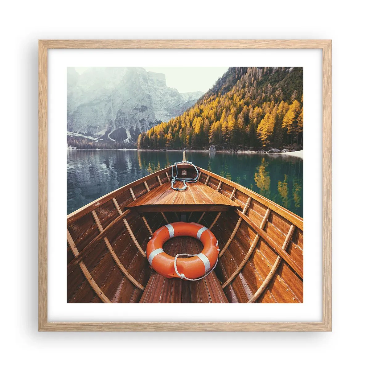 Een poster in een licht eiken lijst - Bergtocht - 50x50 cm