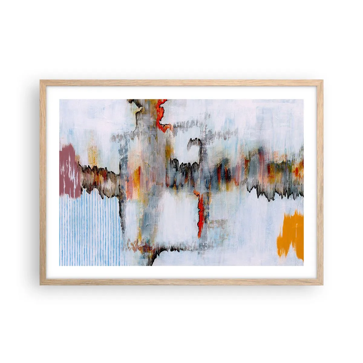 Een poster in een licht eiken lijst - Een stok op het water - 70x50 cm