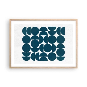 Een poster in een licht eiken lijst - Cirkels en halfcirkels - 70x50 cm