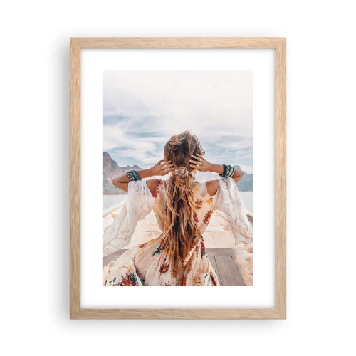 Een poster in een licht eiken lijst - Op weg naar geluk - 30x40 cm