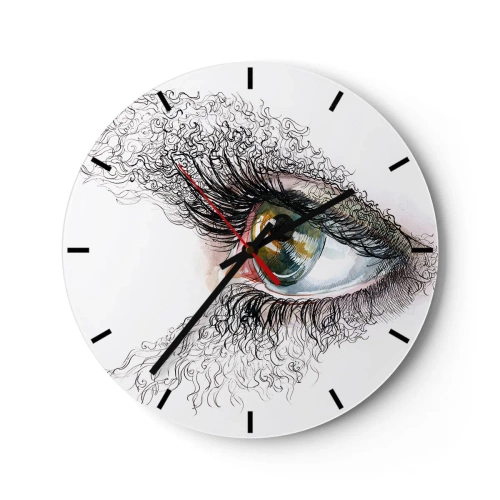 Wandklok - Klok - Artistiek oog met details in zwart en kleur - 30x30cm - Kijk recht in de ziel - Moderne wanddecoratie voor woonkamer, keuken en slaapkamer ARTTOR