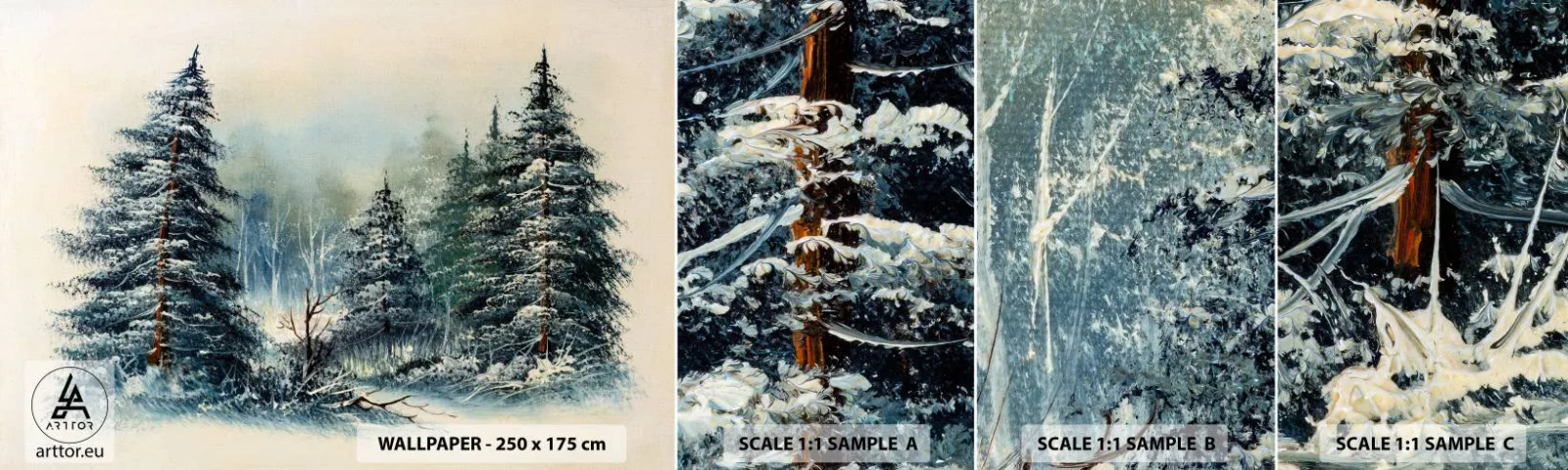 Fotobehang Monster Zelfklevend Deluxe Sticker - Klaar voor kerst - Landschap, Woud, Natuur - 100x30 cm