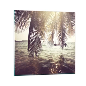 Schilderen op glas - Je kunt naar believen in de wolken slingeren - 50x50 cm