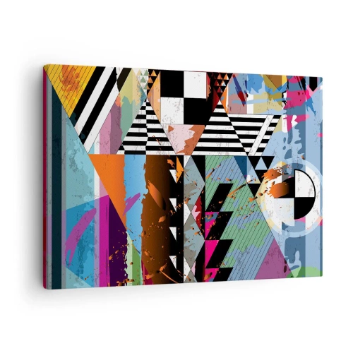 Schilderen op canvas - Abstracte geometrische compositie met levendige kleuren - 70x50cm - Geometrisch en organisch - Moderne wanddecoratie voor woonkamer en slaapkamer ARTTOR