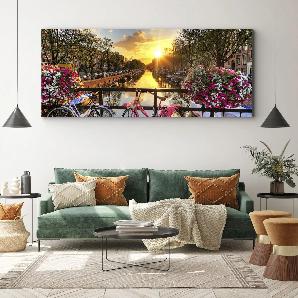 Schilderen op canvas - Lenteochtend in Amsterdam - 100x40 cm