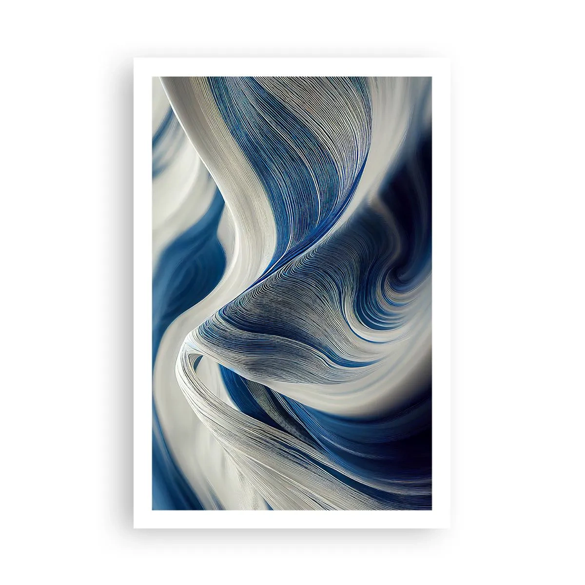Poster - De vloeibaarheid van blauw en wit - 61x91 cm