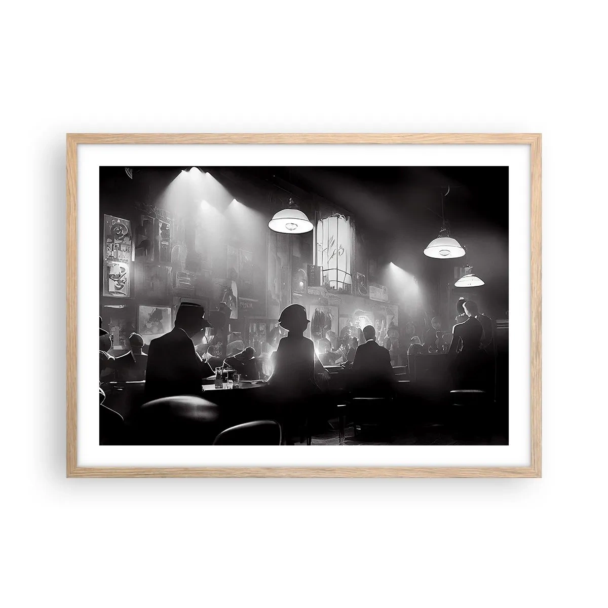 Een poster in een licht eiken lijst - In jazz-sfeer - 70x50 cm