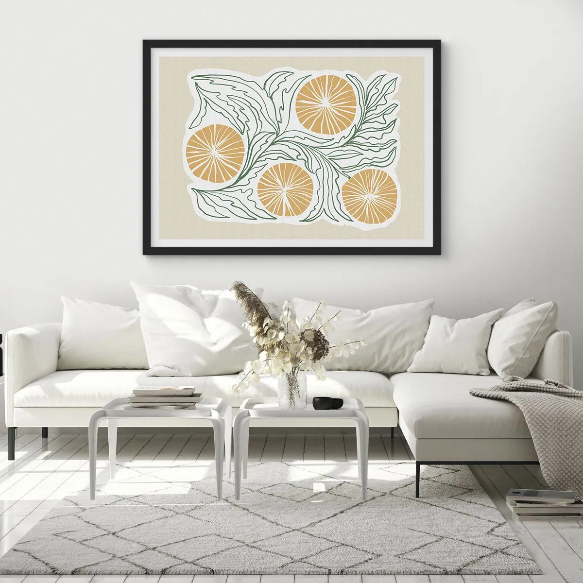 Poster in een zwarte lijst - Etnisch met een vleugje abstractie - 70x50 cm