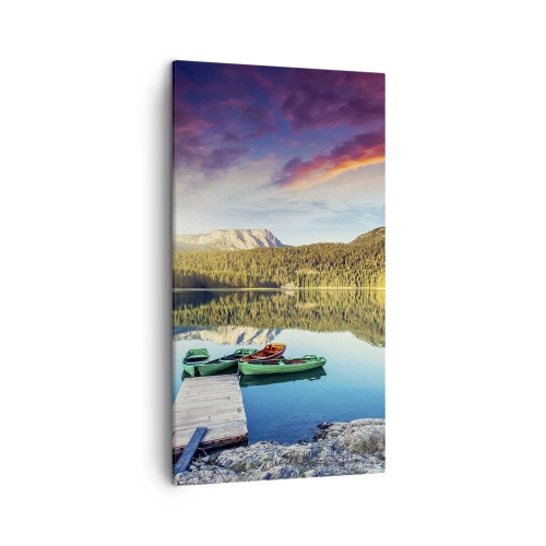 Schilderen op canvas - Over het water zo glad als een spiegel - 45x80 cm