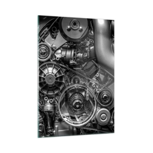 Schilderen op glas - De poëzie van mechanica - 50x70 cm