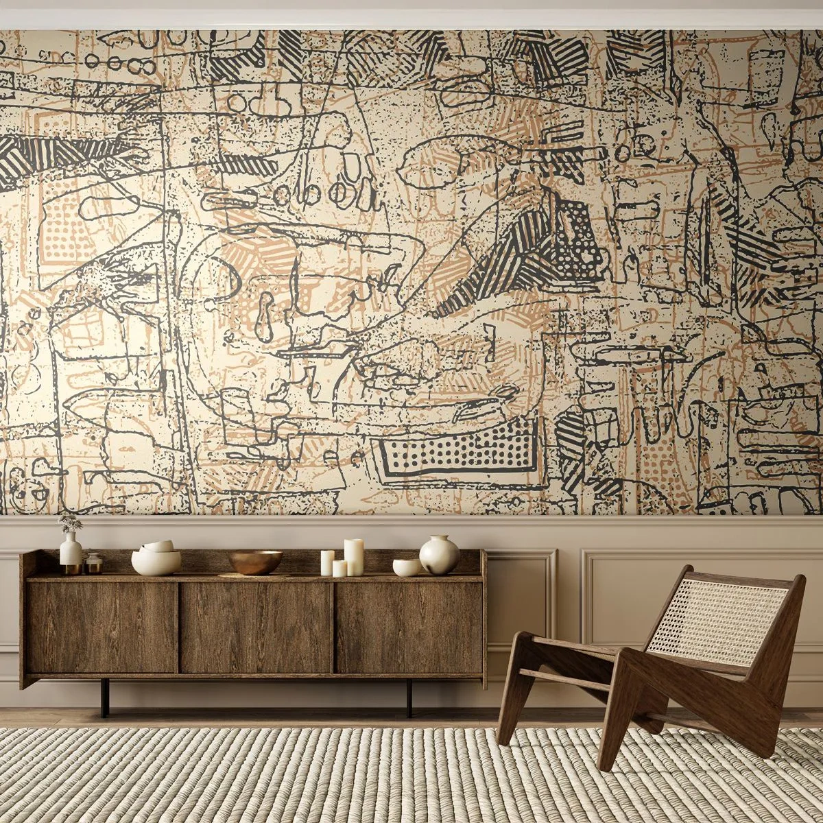 Zelfklevend Fotobehang Deluxe Sticker - Het wacht om te worden gedecodeerd - Grafisch, Deel, Abstractie - 300x210 cm