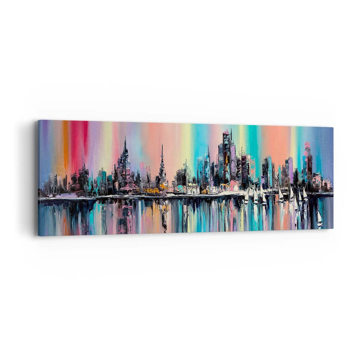 Schilderen op canvas - Om in het licht van de nacht te vallen - 90x30 cm