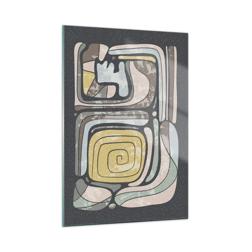 Schilderen op glas - Abstractie in de precolumbiaanse geest - 50x70 cm