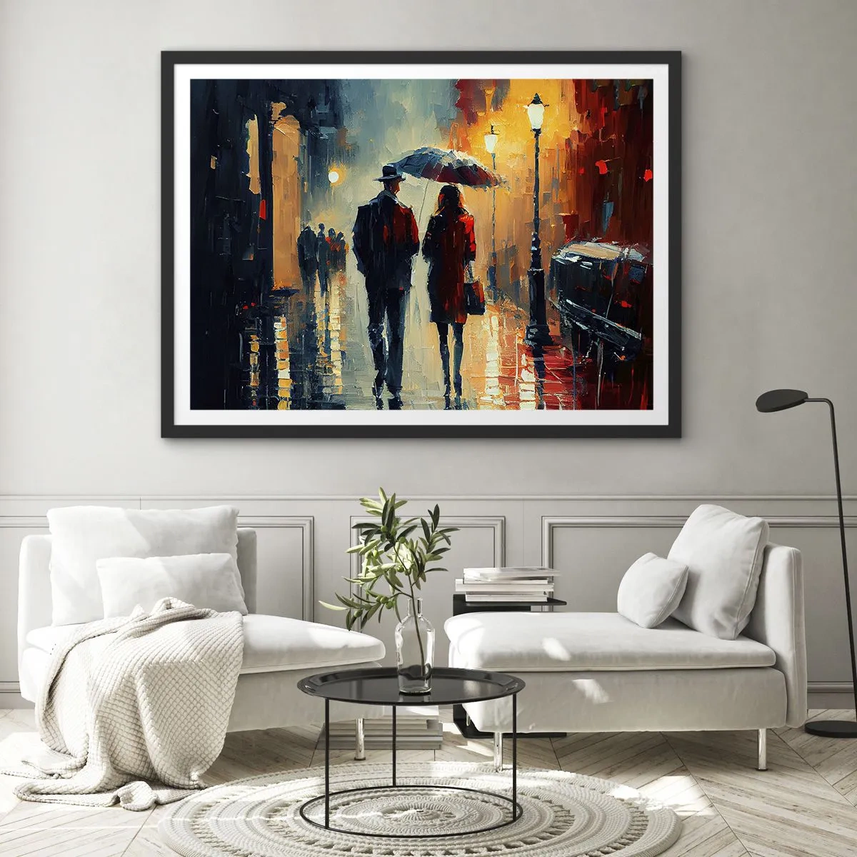 Poster in een zwarte lijst - Stedelijk love strory - 91x61 cm