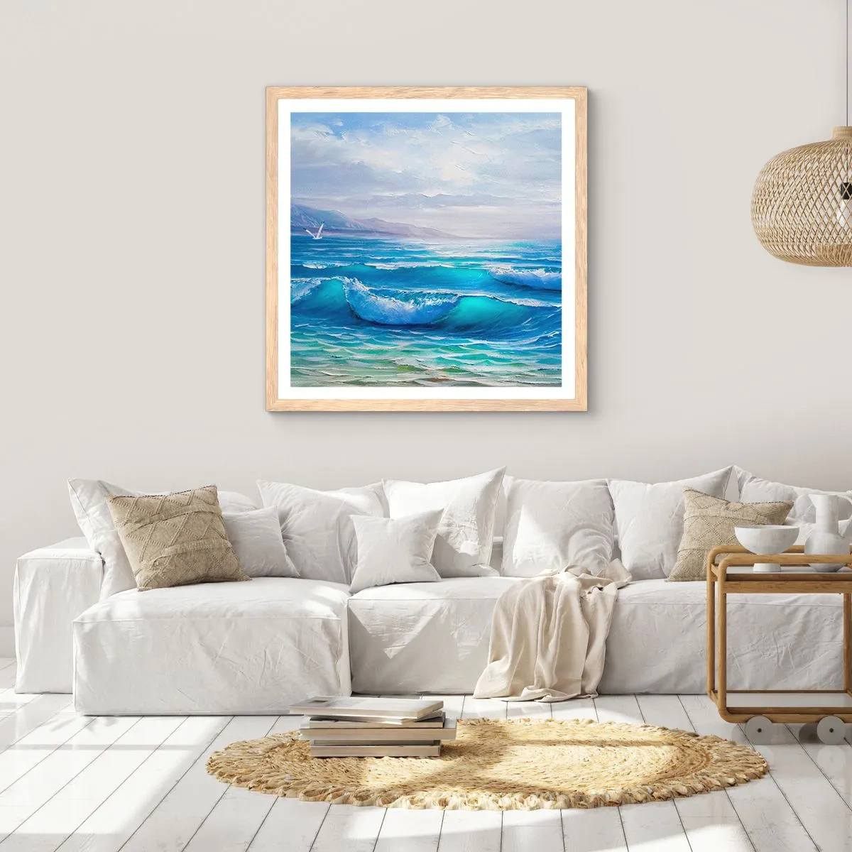 Een poster in een licht eiken lijst - Het brengt verlichting - 30x30 cm