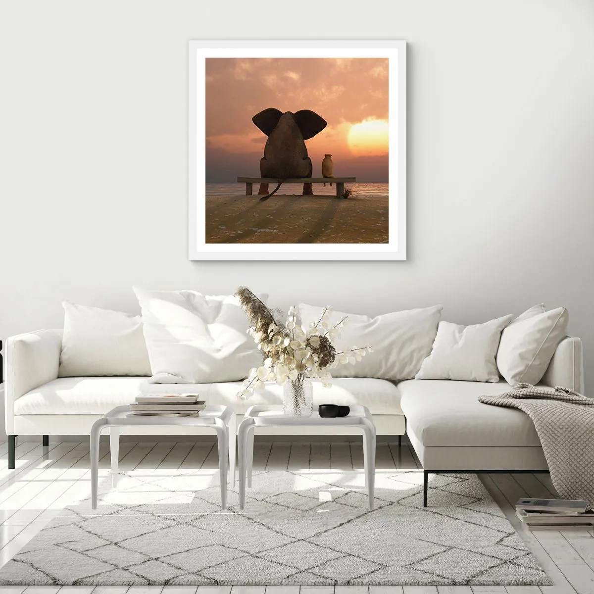 Poster in een witte lijst - Het is goed om samen stil te zijn - 30x30 cm