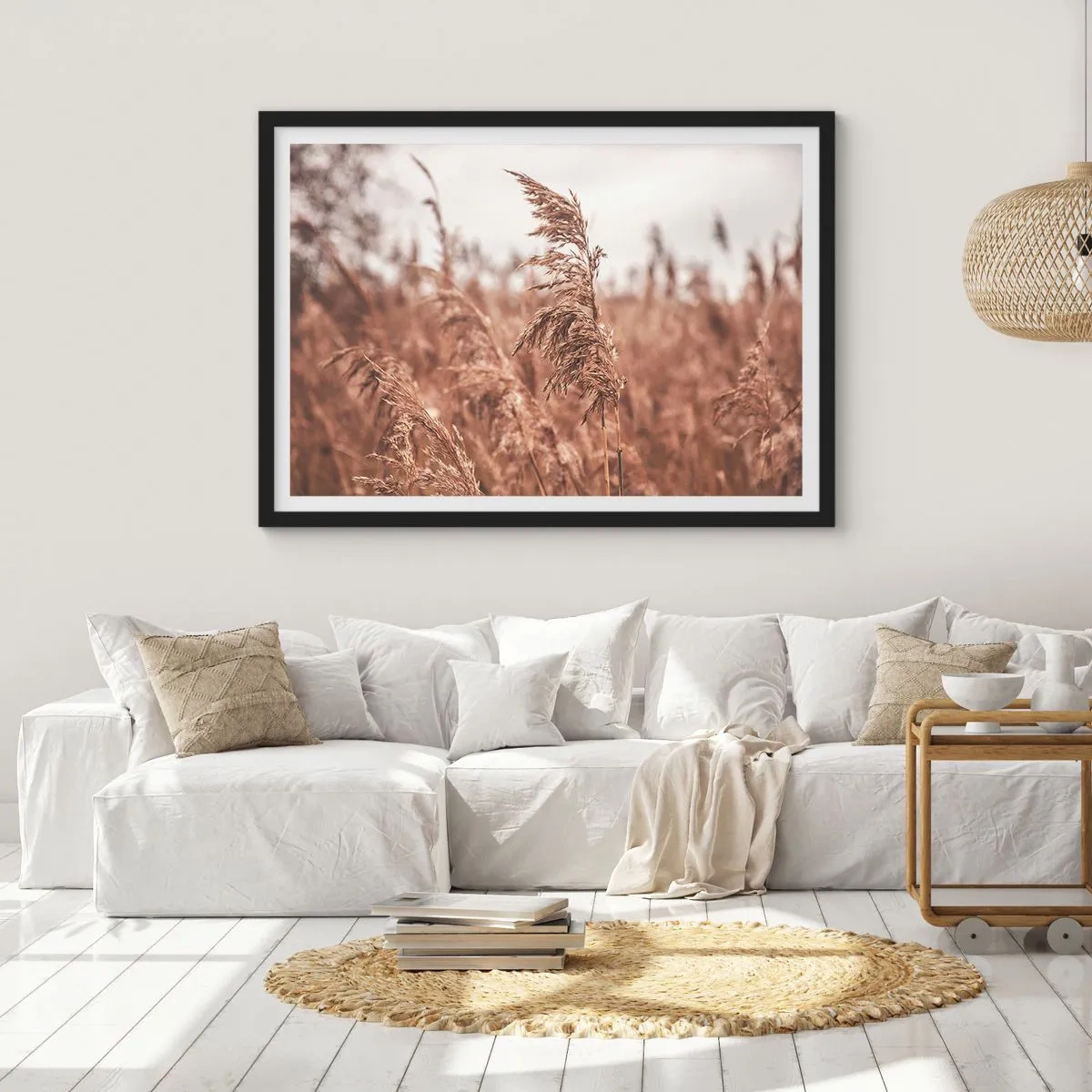 Poster in een zwarte lijst - Het is al herfst in de velden - 100x70 cm