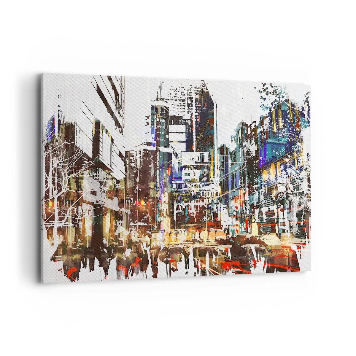 Schilderen op canvas - Een glinsterende stad - 120x80 cm