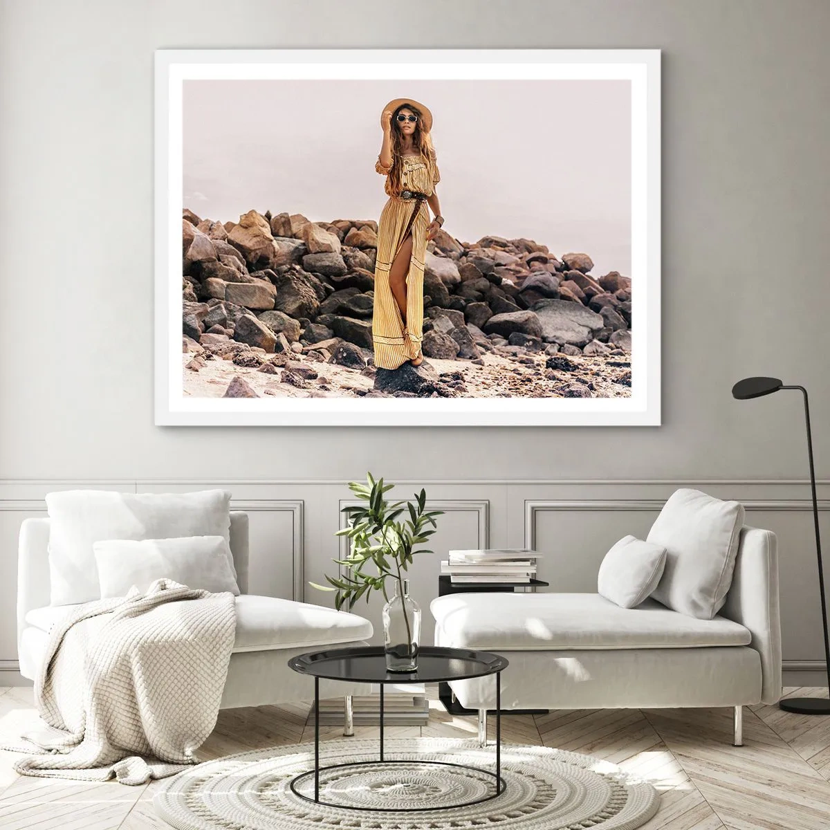 Poster in een witte lijst - De magie van stenen - 50x40 cm