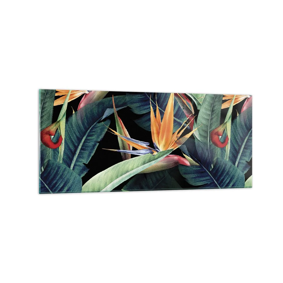 Schilderen op glas - Vlammende bloemen van de tropen - 120x50 cm
