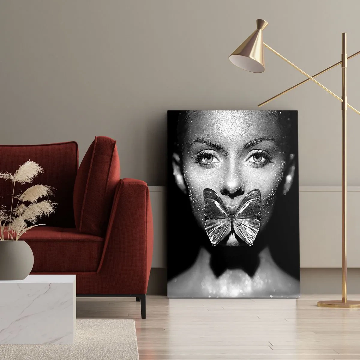 Schilderen op canvas - Vlinder kus - 50x70 cm