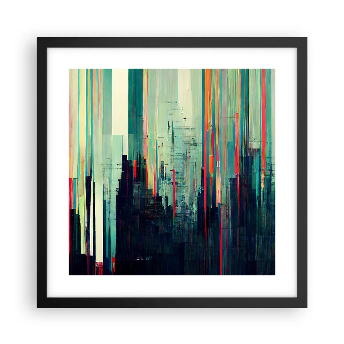 Poster in een zwarte lijst - Futuristische stad - 40x40 cm