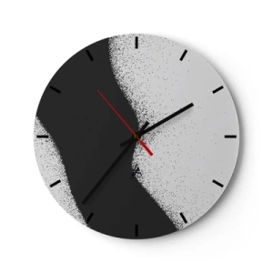 Wandklok - Klok - Zwart-wit abstractie met een vloeiende overgang en een korrelig effect - 30x30cm - Vloeibare balans - Moderne wanddecoratie voor woonkamer, keuken en slaapkamer ARTTOR