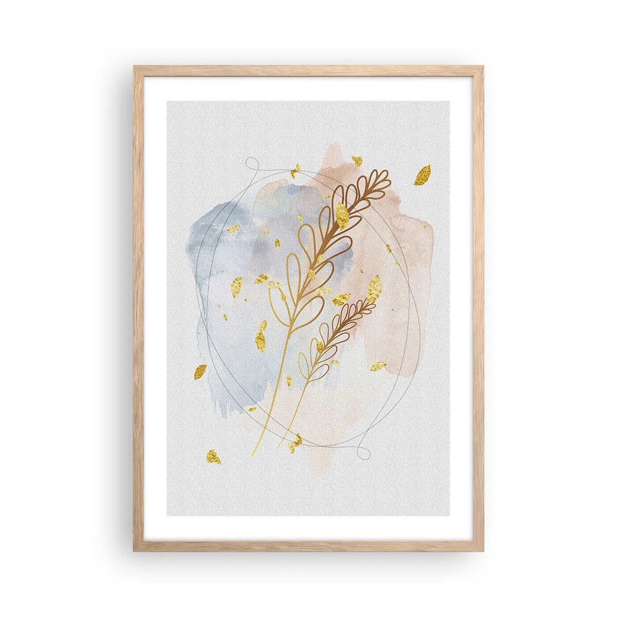 Een poster in een licht eiken lijst - Gouden explosie - 50x70 cm
