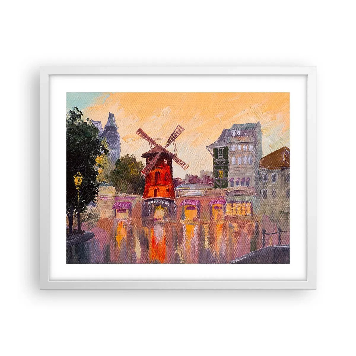 Poster in een witte lijst - Parijse iconen – Moulin Rouge - 50x40 cm