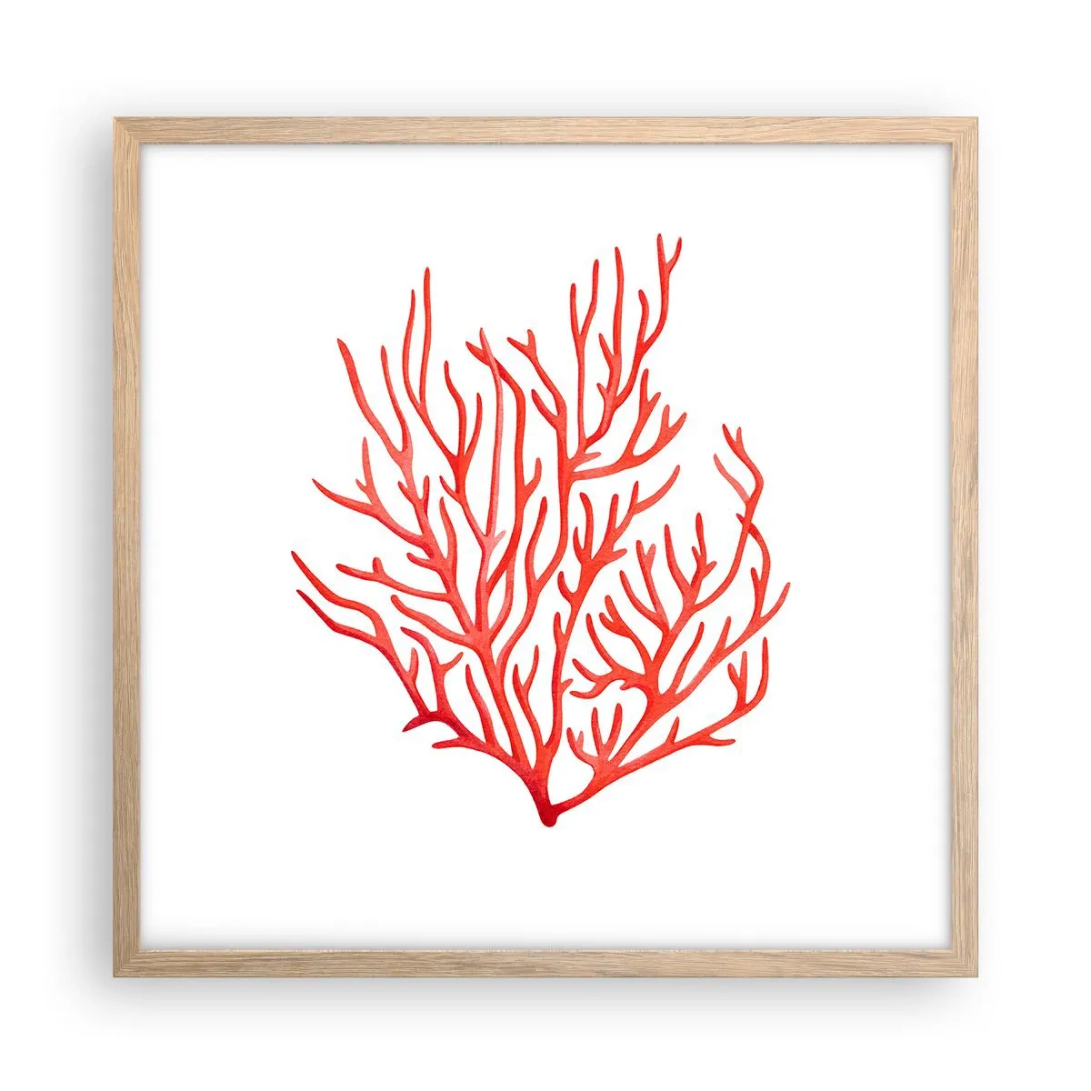 Een poster in een licht eiken lijst - Koraal filigraan - 50x50 cm