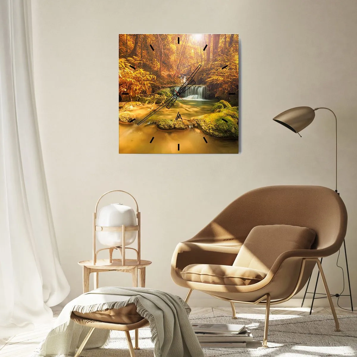 Wandklok - Klok - Boscascade in goud - 30x30 cm