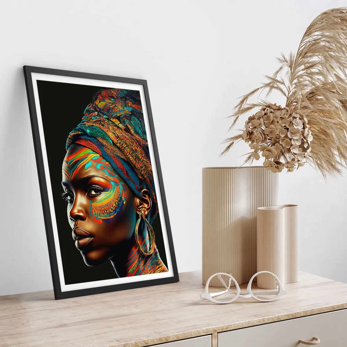 Poster in een zwarte lijst - Afrikaanse koningin - 61x91 cm